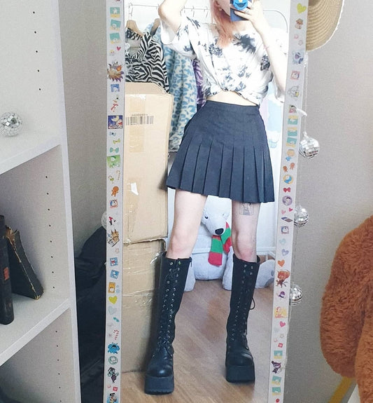 Mini Jupe Plissée à Carreaux #BLACK 👻