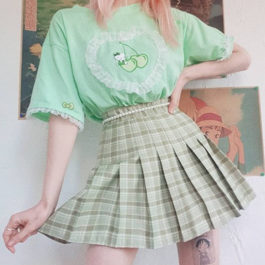 Mini Jupe Plissée à Carreaux #GREEN 🌱