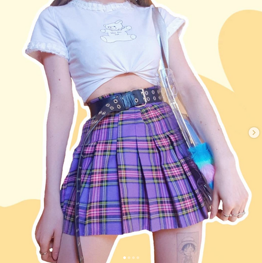 Mini Jupe Plissée à Carreaux #PURPLE 🌸