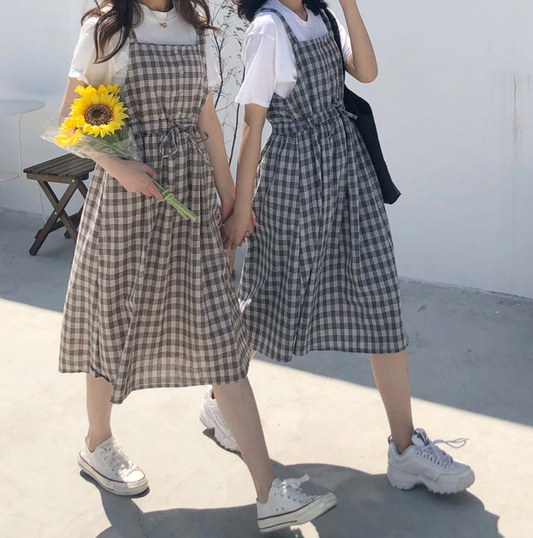 Longue Robe à Carreaux Bretelles (2 couleurs)