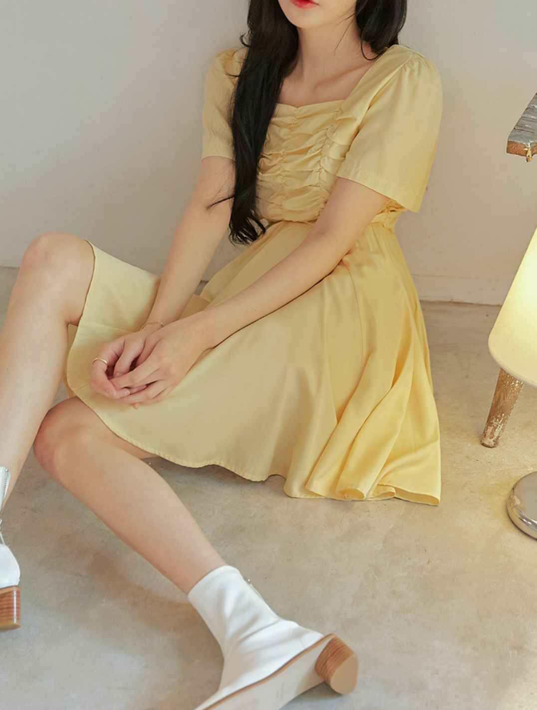[COMMON UNIQUE] Robe courte à volants (Jaune)
